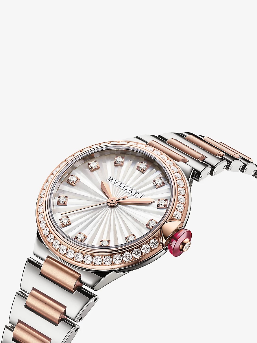 RE00010 Lvcea 18ct rose-gold, stainless-steel, 1.3000ct brilliant-cut diamond and mother-of-pearl au - 2