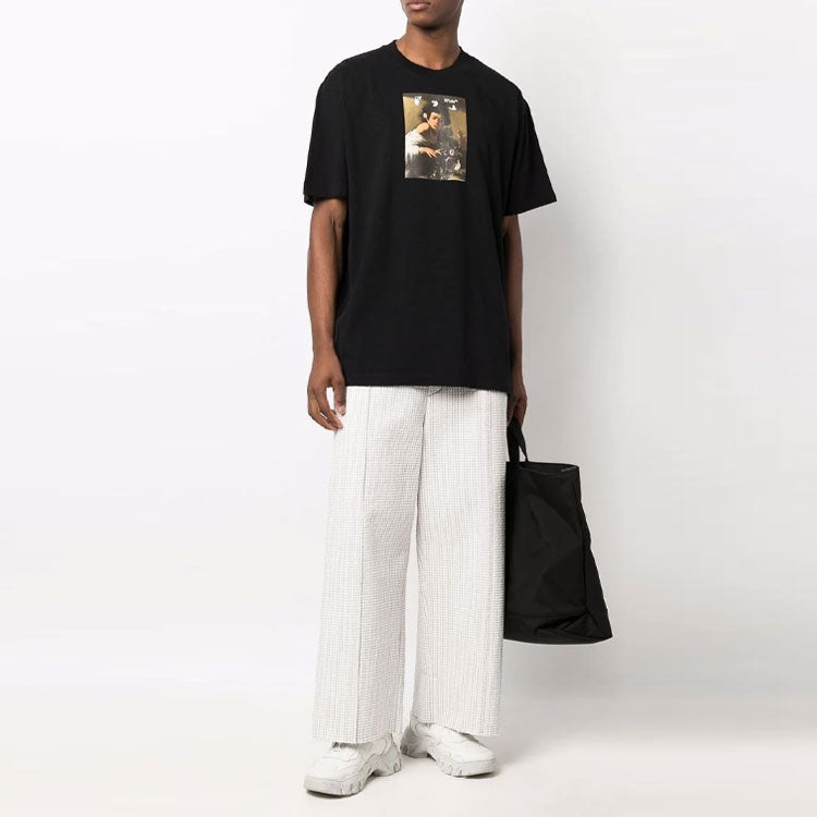 Off-White FW21 Pattern Alphabet Printing Round Neck Short Sleeve Loose Fit Black OMAA038F21JER005108 - 2