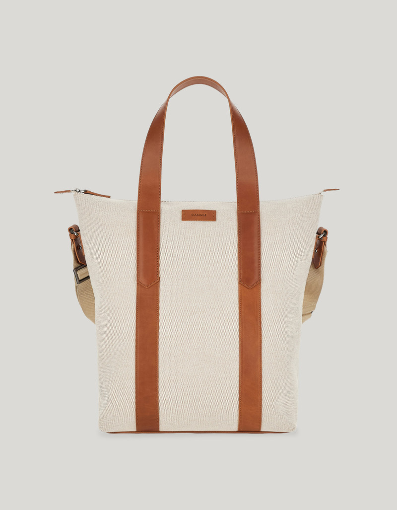 TOTE BAG IN COWHIDE AND CANVAS SKIN 1