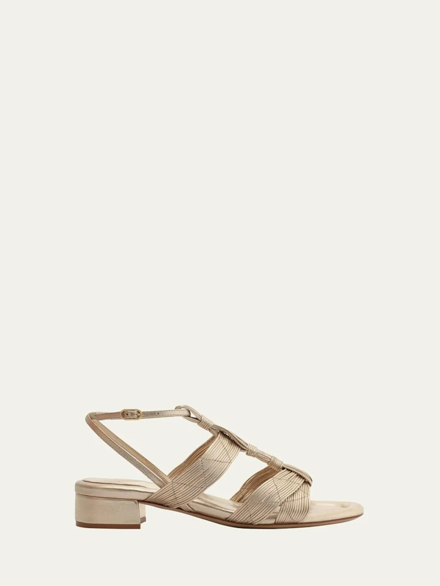 Olga Metallic Leather Block-Heel Strappy Sandals - 1