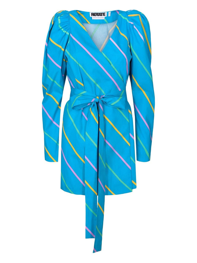 puff-sleeve striped dress 1