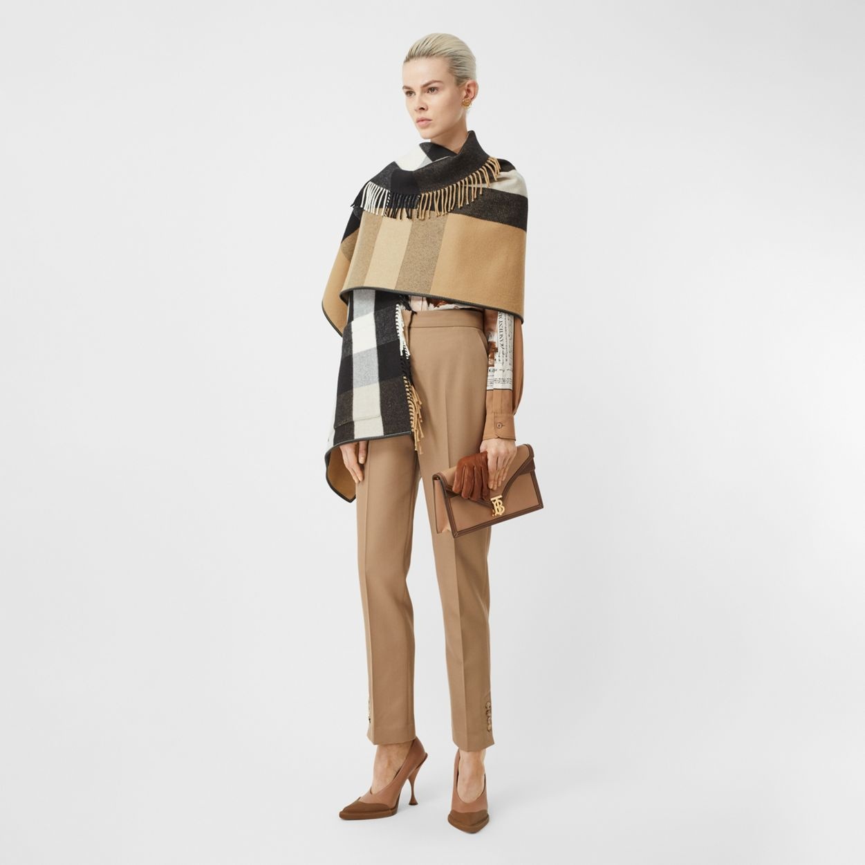 Check Wool Cashmere Jacquard Cape - 2