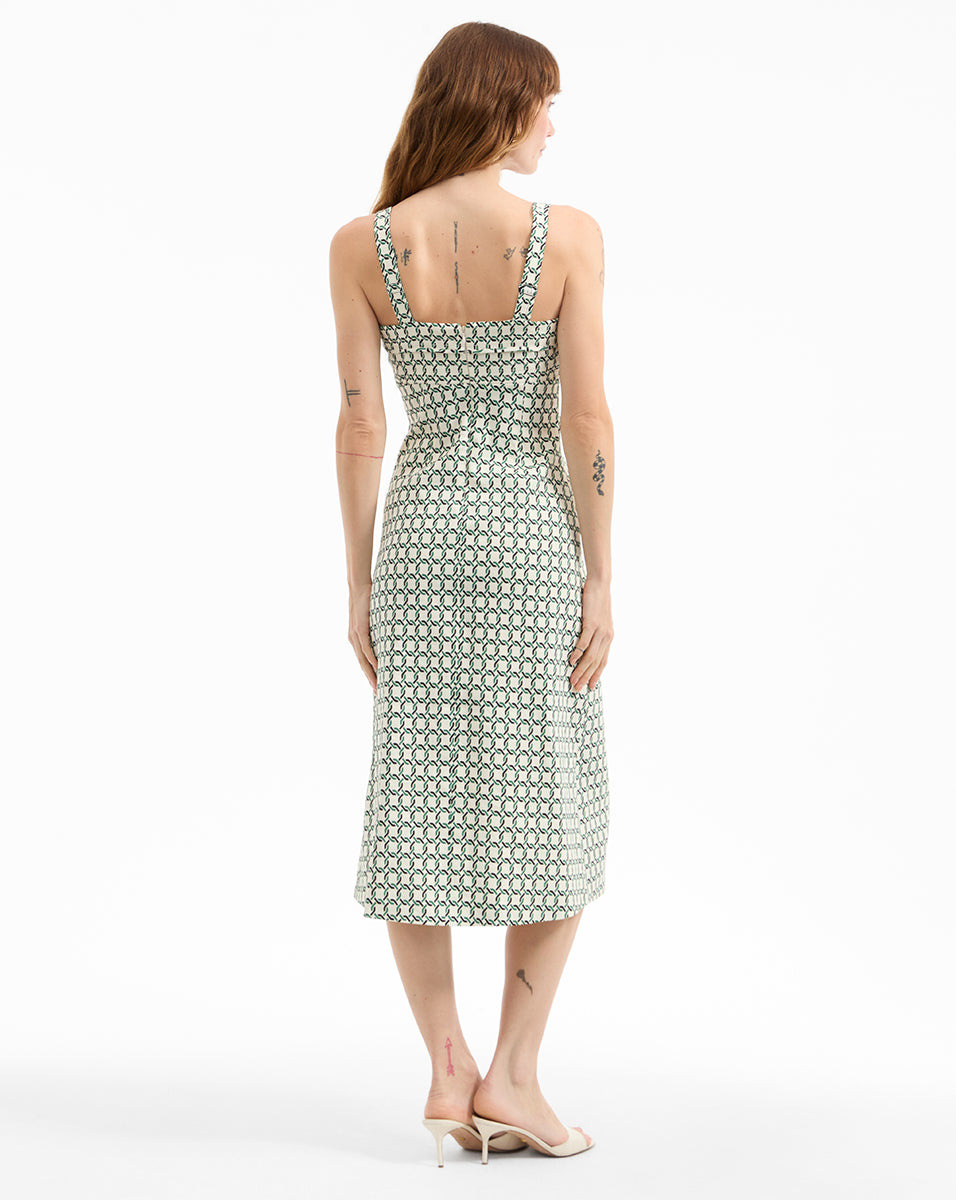 COLLEEN STRETCH-LINEN MIDI DRESS - 6