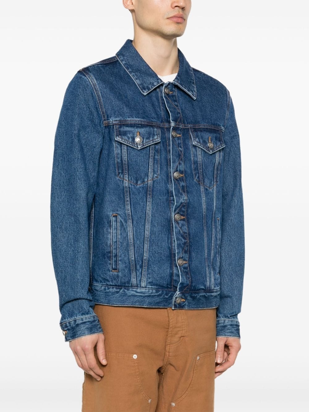embossed-monogram denim jacket - 4