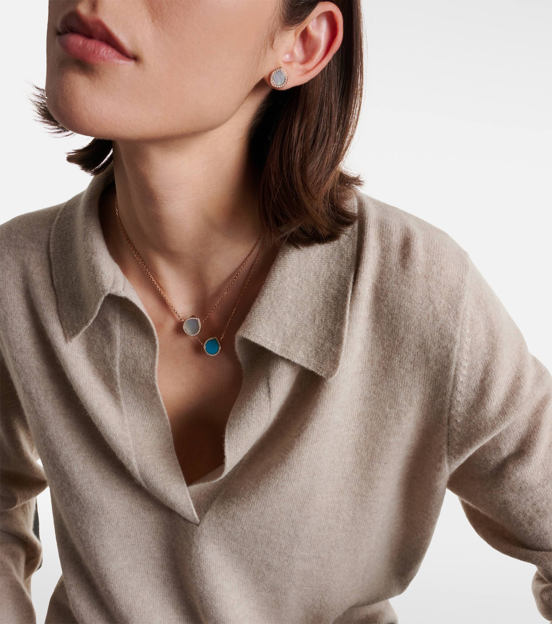 Antifer 18kt rose gold necklace with mother of pearl and diamonds - 2