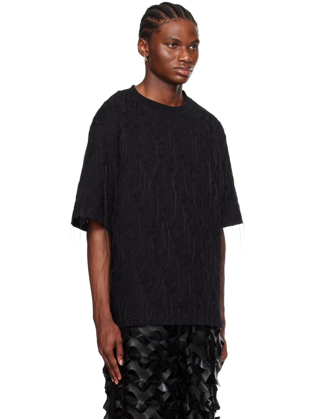 Black Embroidered T-Shirt - 2