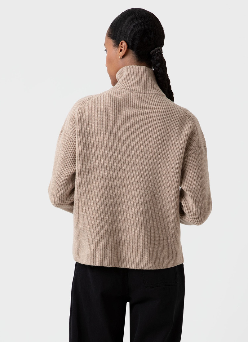 Wool Cashmere Rib Zip Neck 4