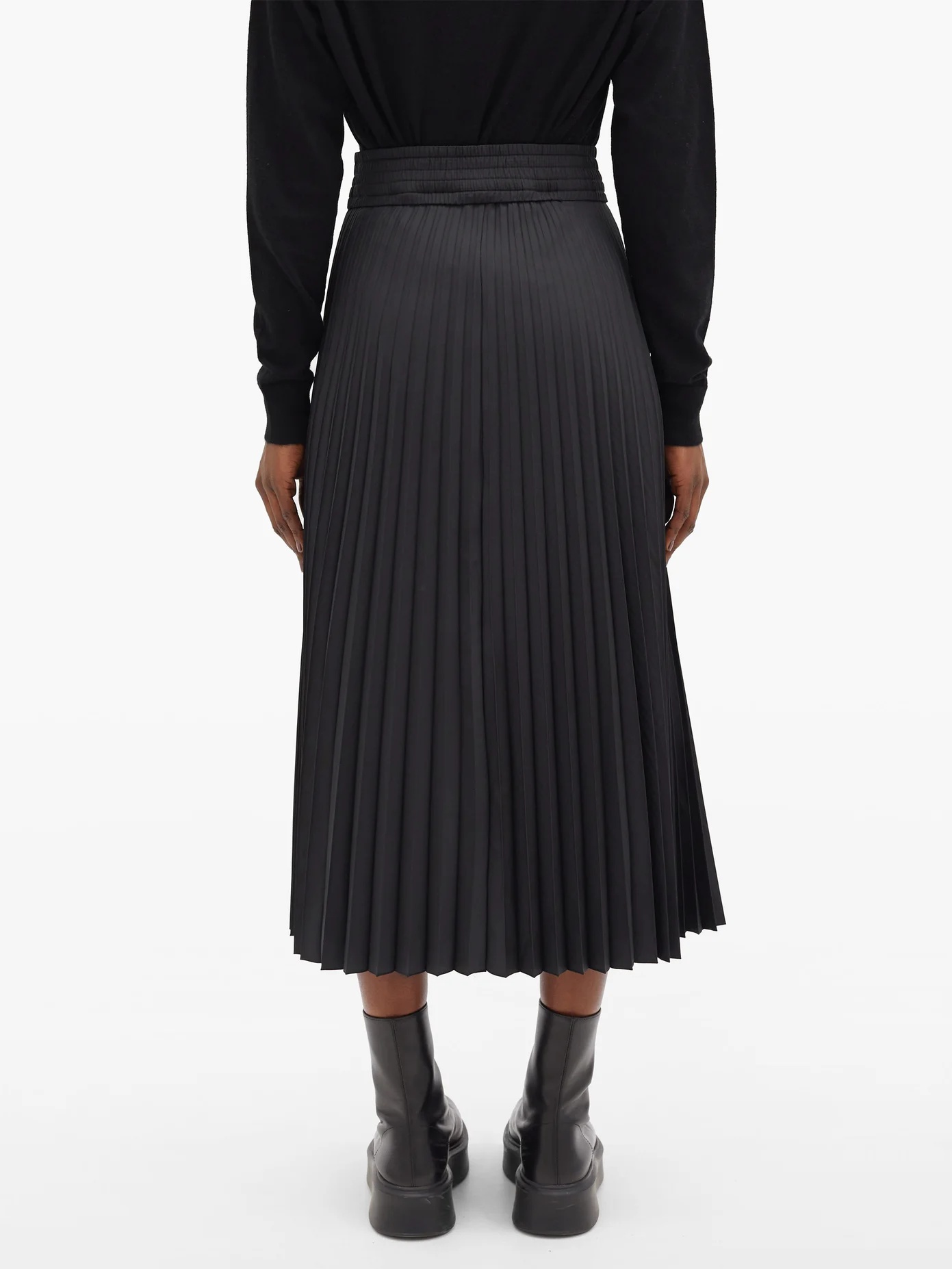 Pleated taffeta midi skirt - 5