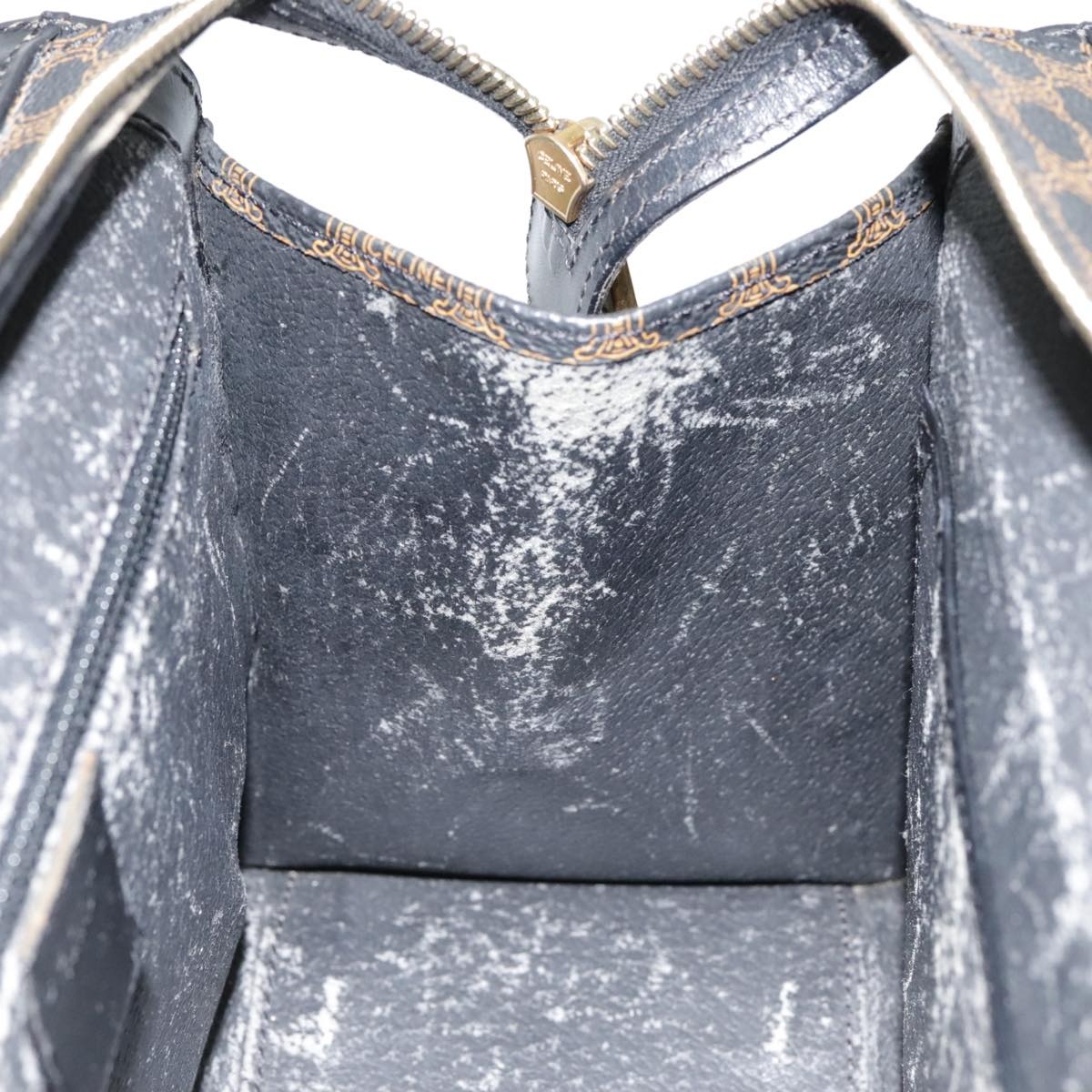 CELINE Macadam Canvas Hand Bag Pvc Leather Black Gold - 11