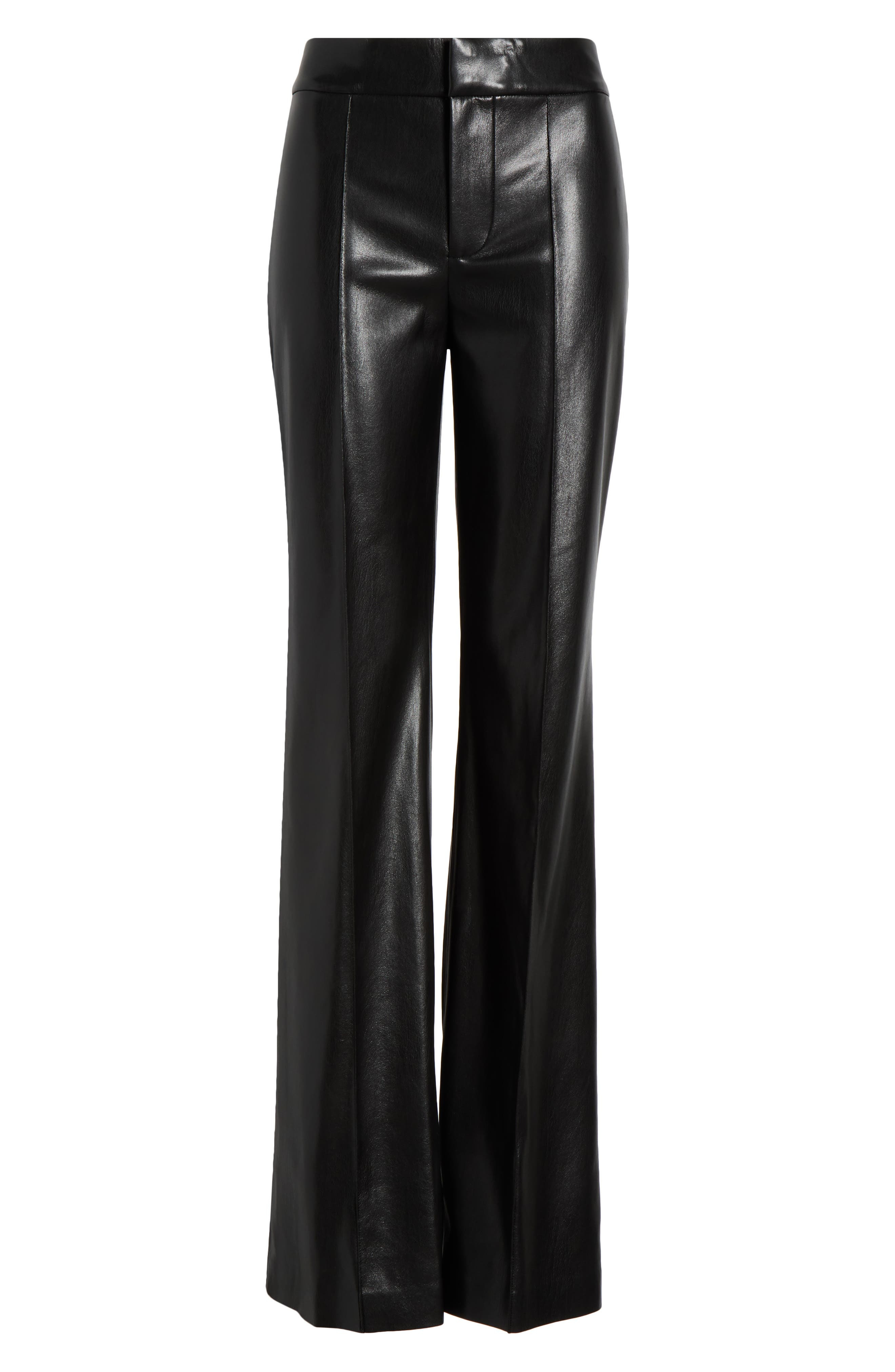 Alice + Olivia Dylan High Waist Flare Faux Leather Pants in Black at Nordstrom - 5