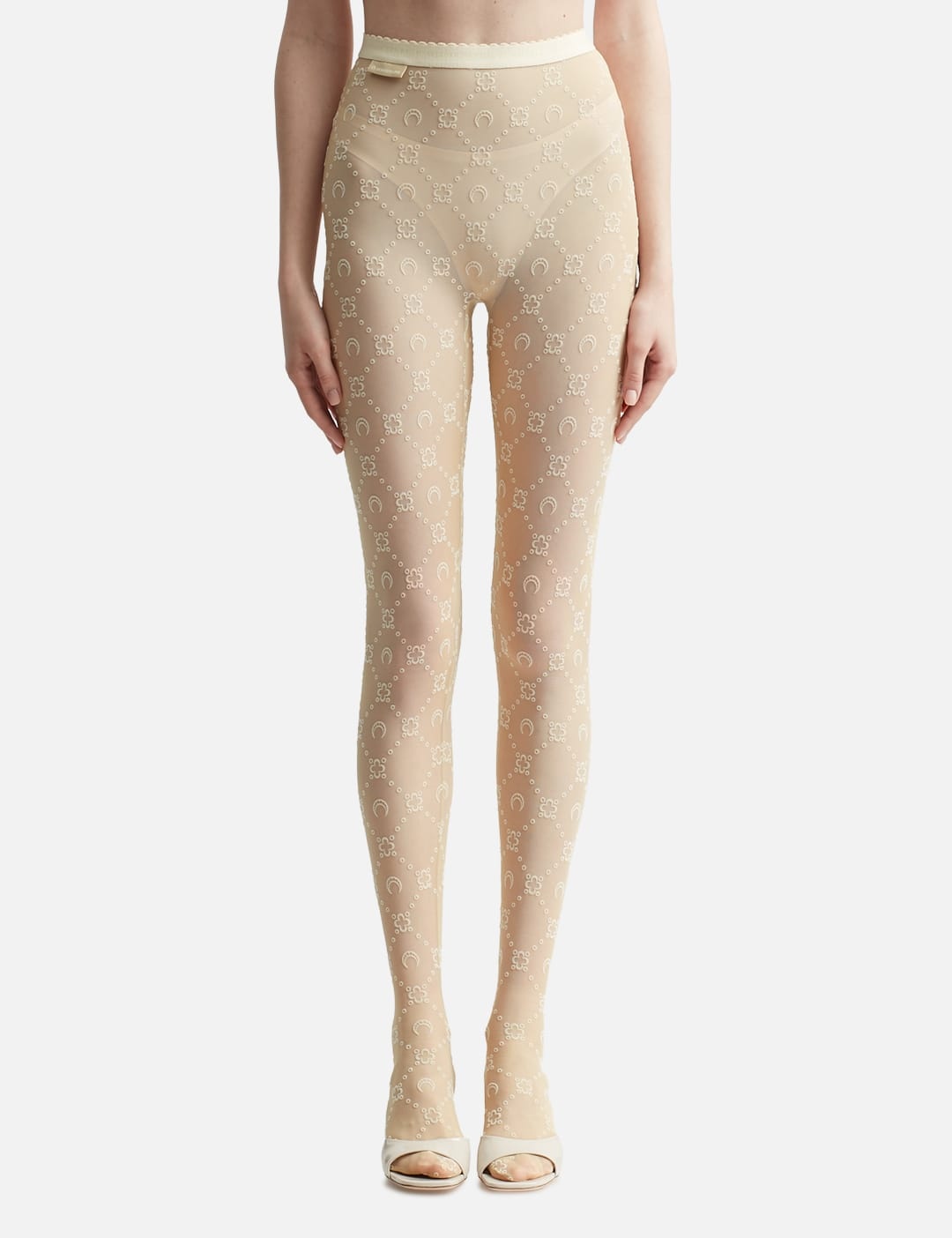 Marine Serre MOONOGRAM FLOCKED MESH TIGHTS | REVERSIBLE