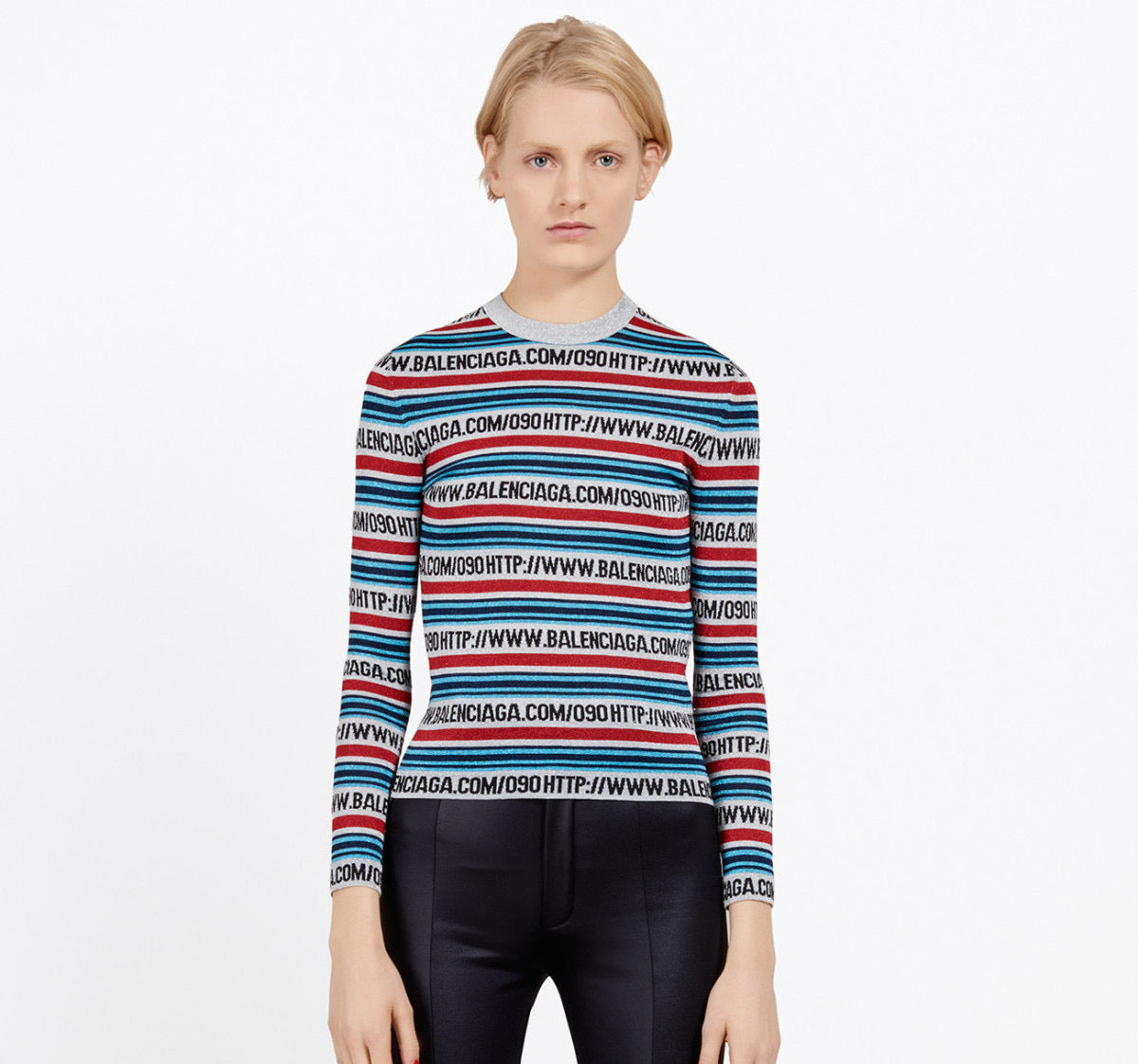 Balenciaga Website Url glitter jacquard knit striped sweater top 38 - 2