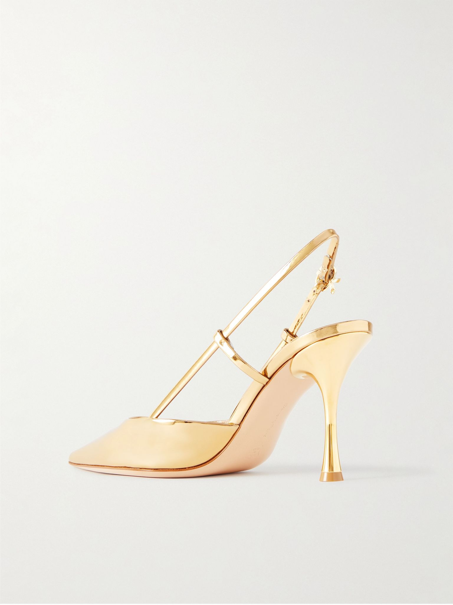 Ascent 85 mirrored-leather slingback pumps Gold - 3
