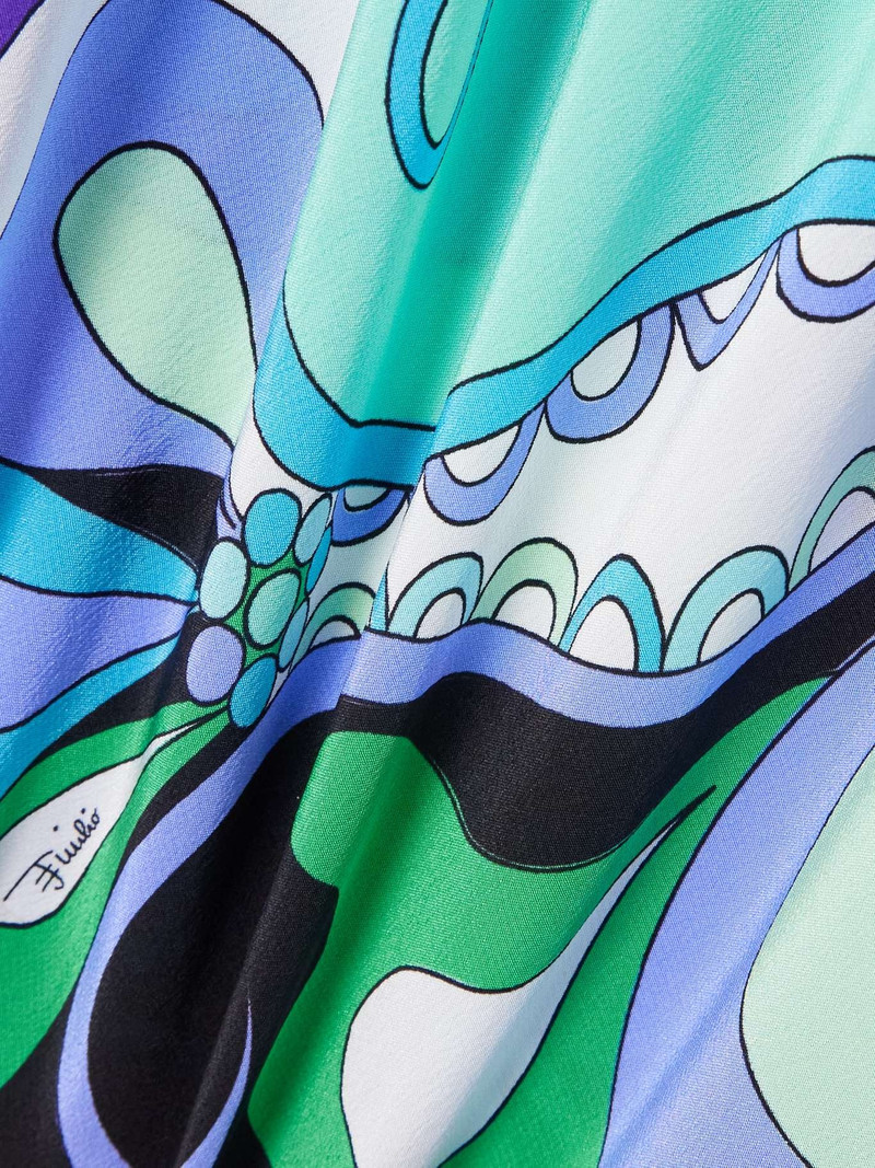 Printed silk crepe de chine maxi dress Blue 4