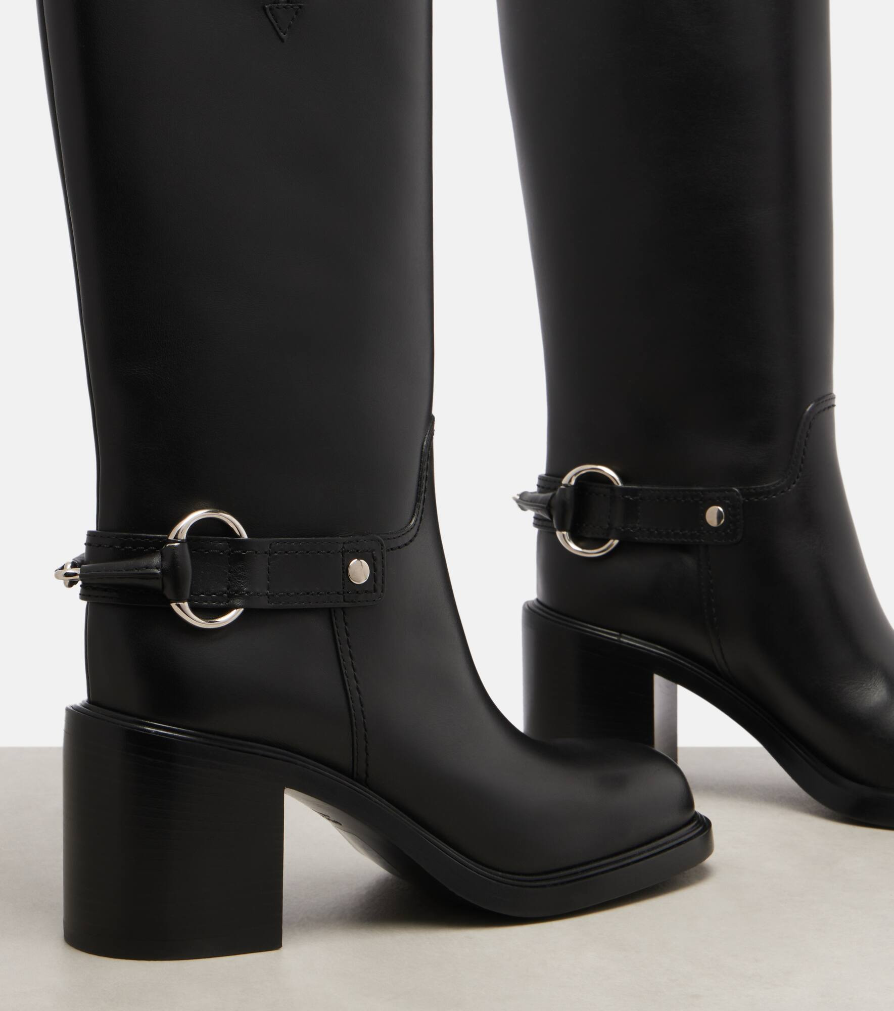 Horsebit leather knee-high boots - 5