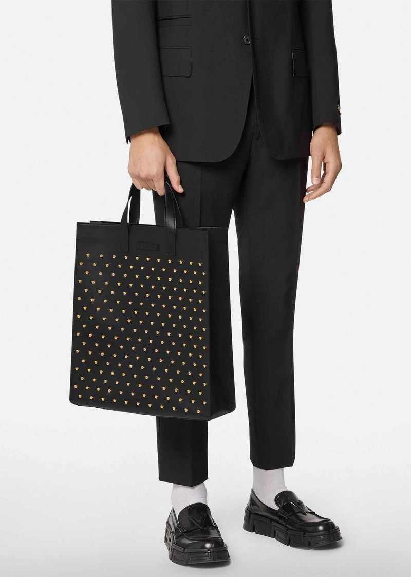 VERSACE Medusa Stud Leather Tote Bag outlook