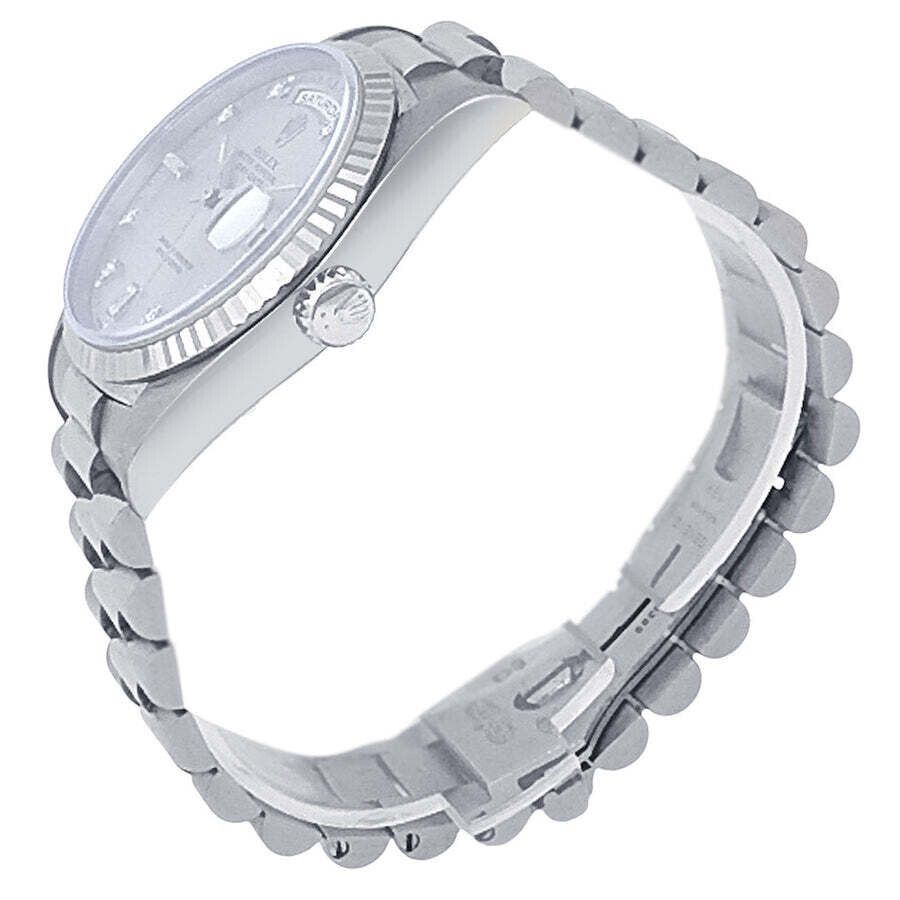 Pre-owned Rolex Day Date Automatic Chronometer Diamond Silver Dial Men's Watch 18239 SDP - 2