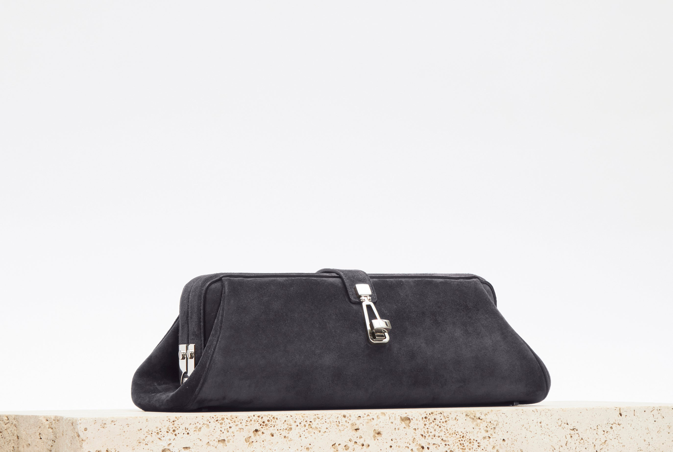 Paola Clutch in Dark Grey Suede - 7
