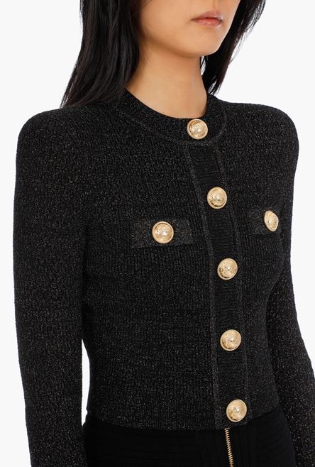 Jacquard metallic knit cardigan with buttons - 8