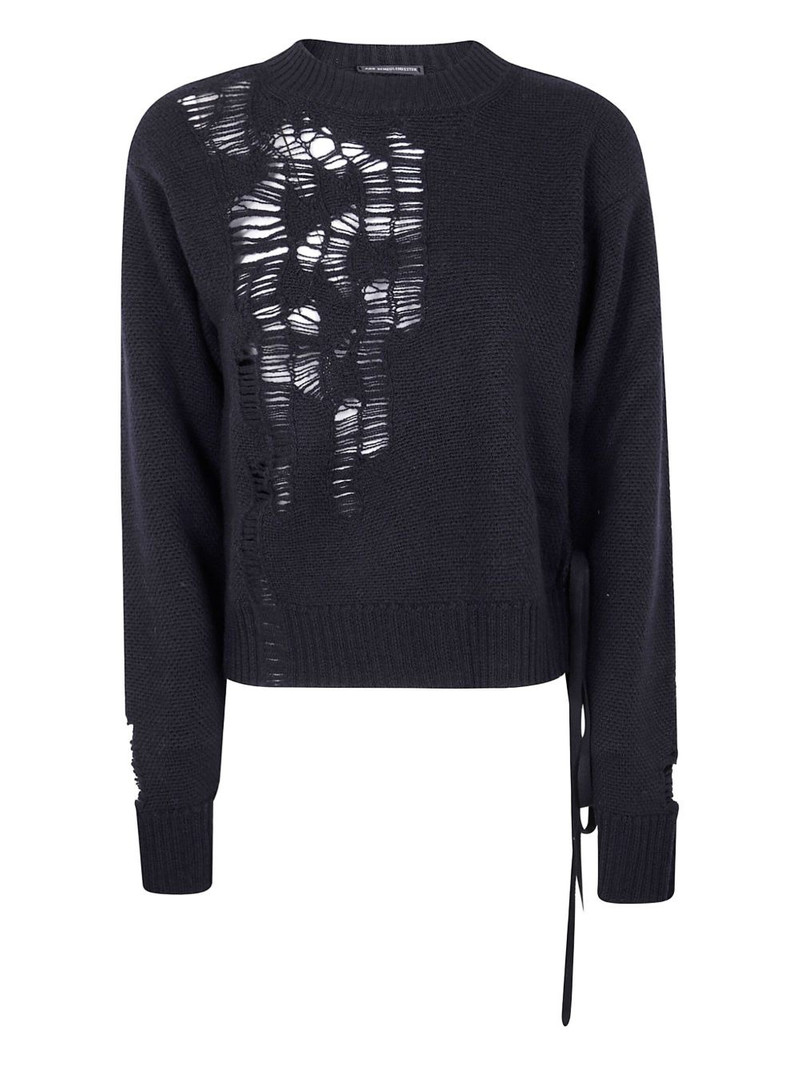 side-tie distressed wool sweater 1