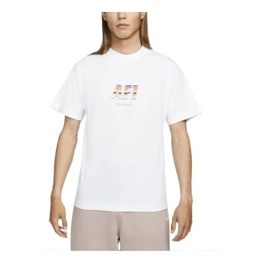 Men's Nike Alphabet Printing Casual Straight Short Sleeve Asia Edition White T-Shirt DR5756-100 - 1