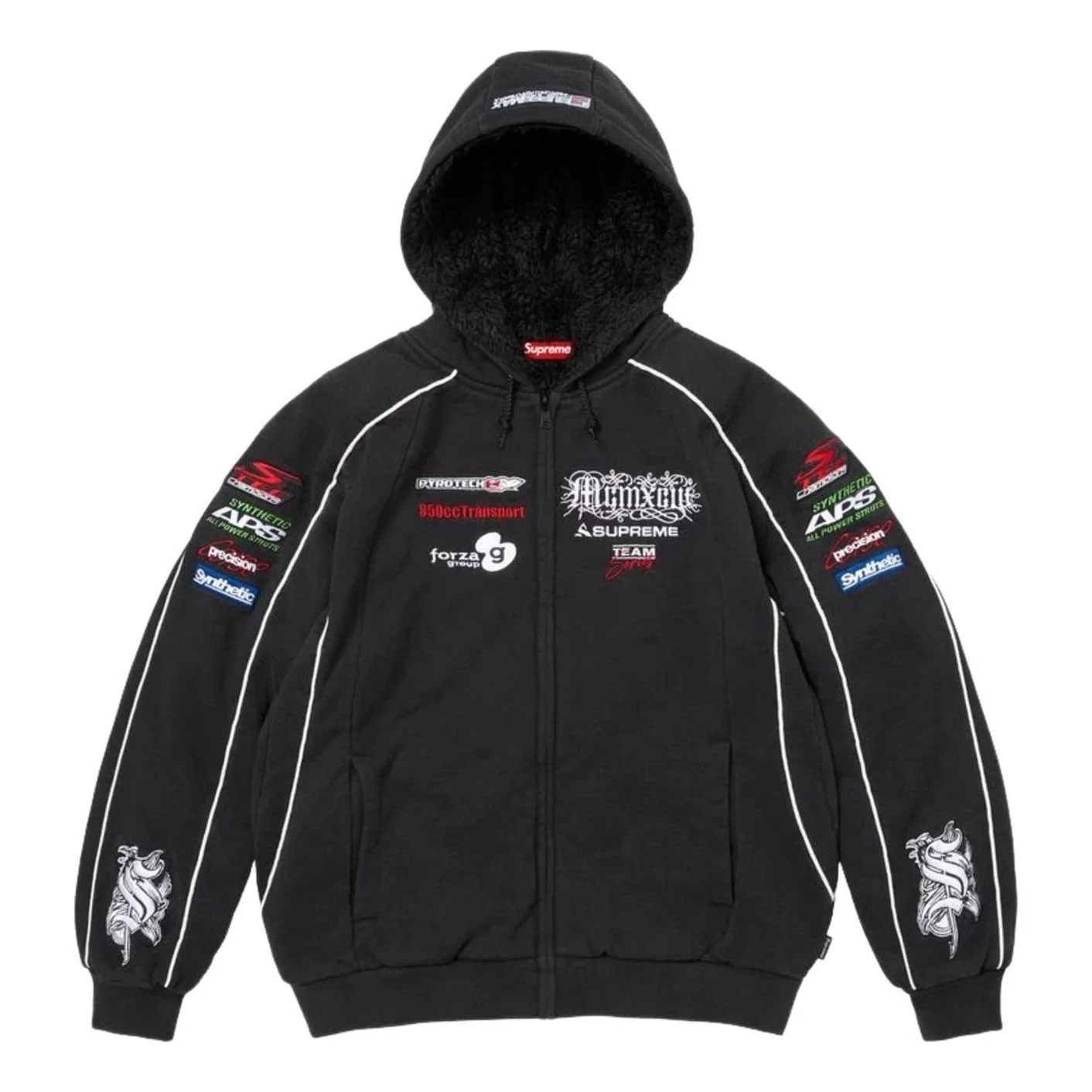 Supreme FW26 Racing Lined Zip Up Hooded Sweatshirt 'Black' SUP-FW26-040-BLK - 1