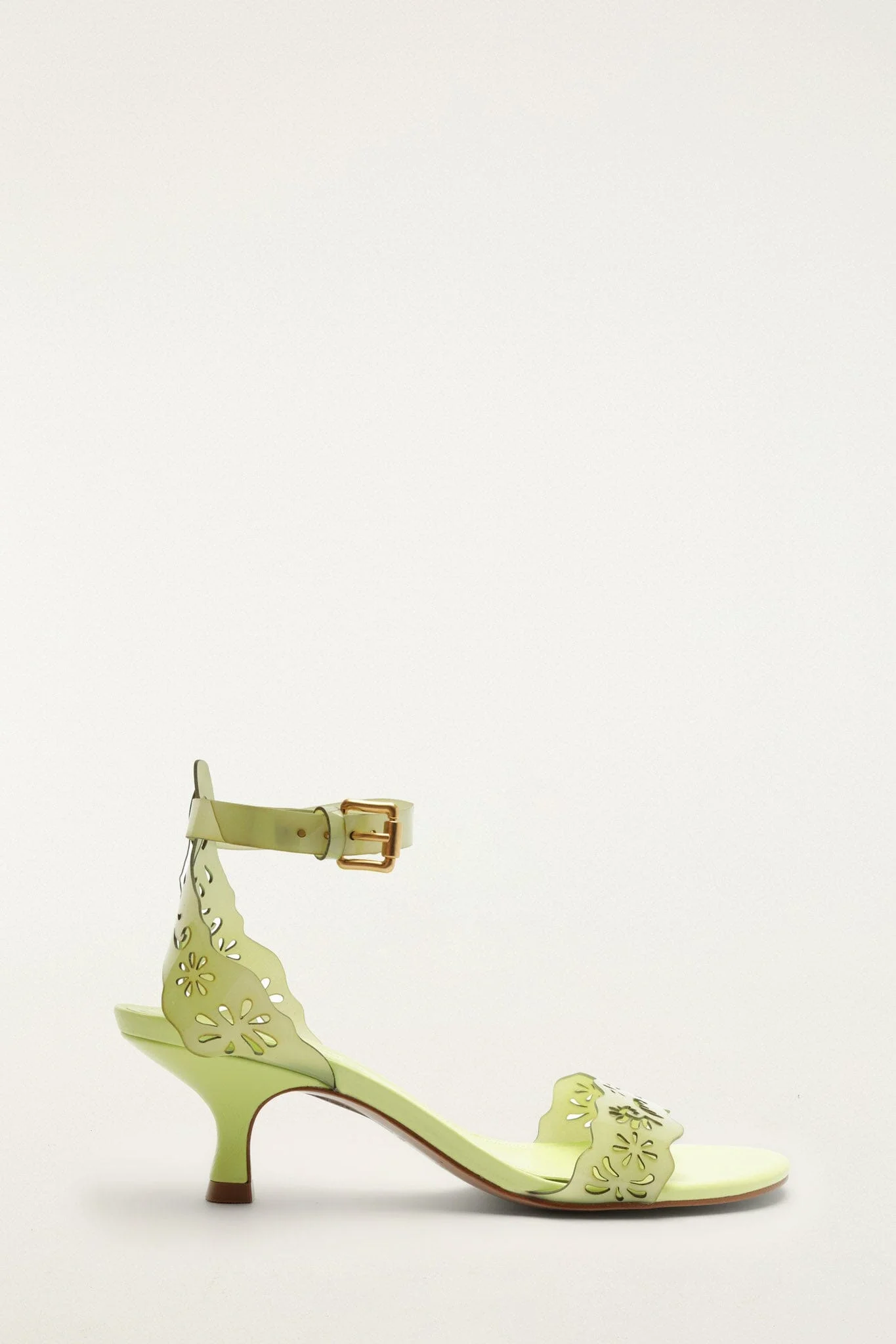Green Lace Jelly Kitten Heeled Sandal - 1