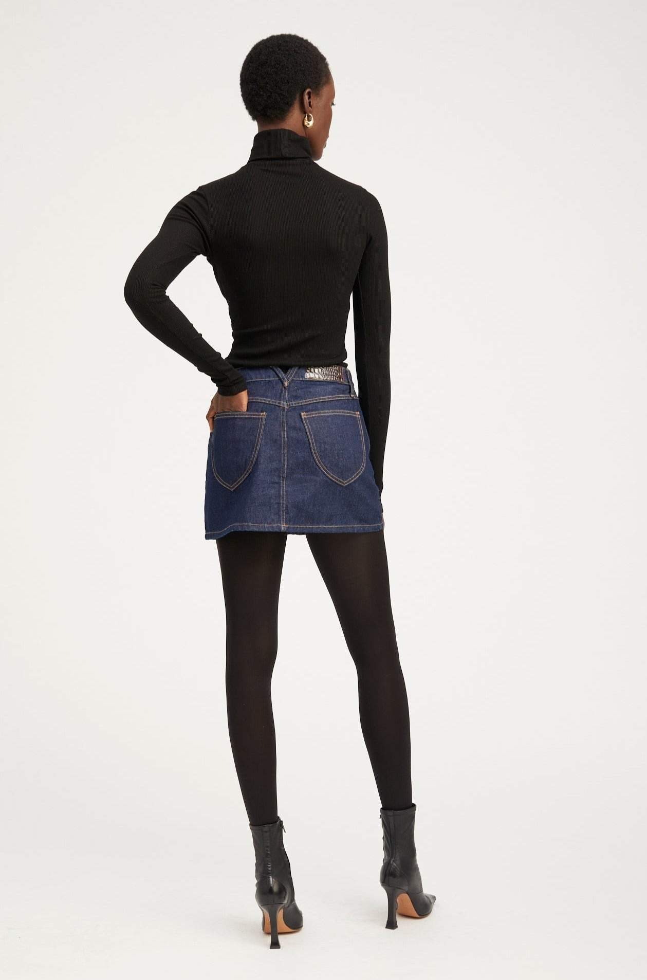JANE DENIM A-LINE MINI SKIRT - 3
