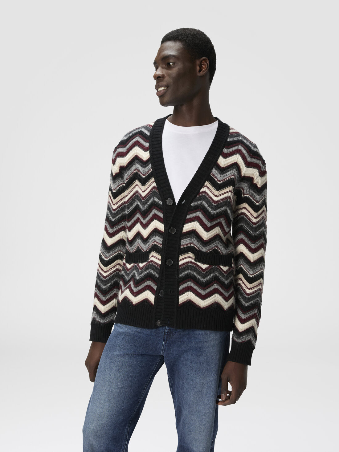 The cardigan in wool and alpaca with zigzag - 4
