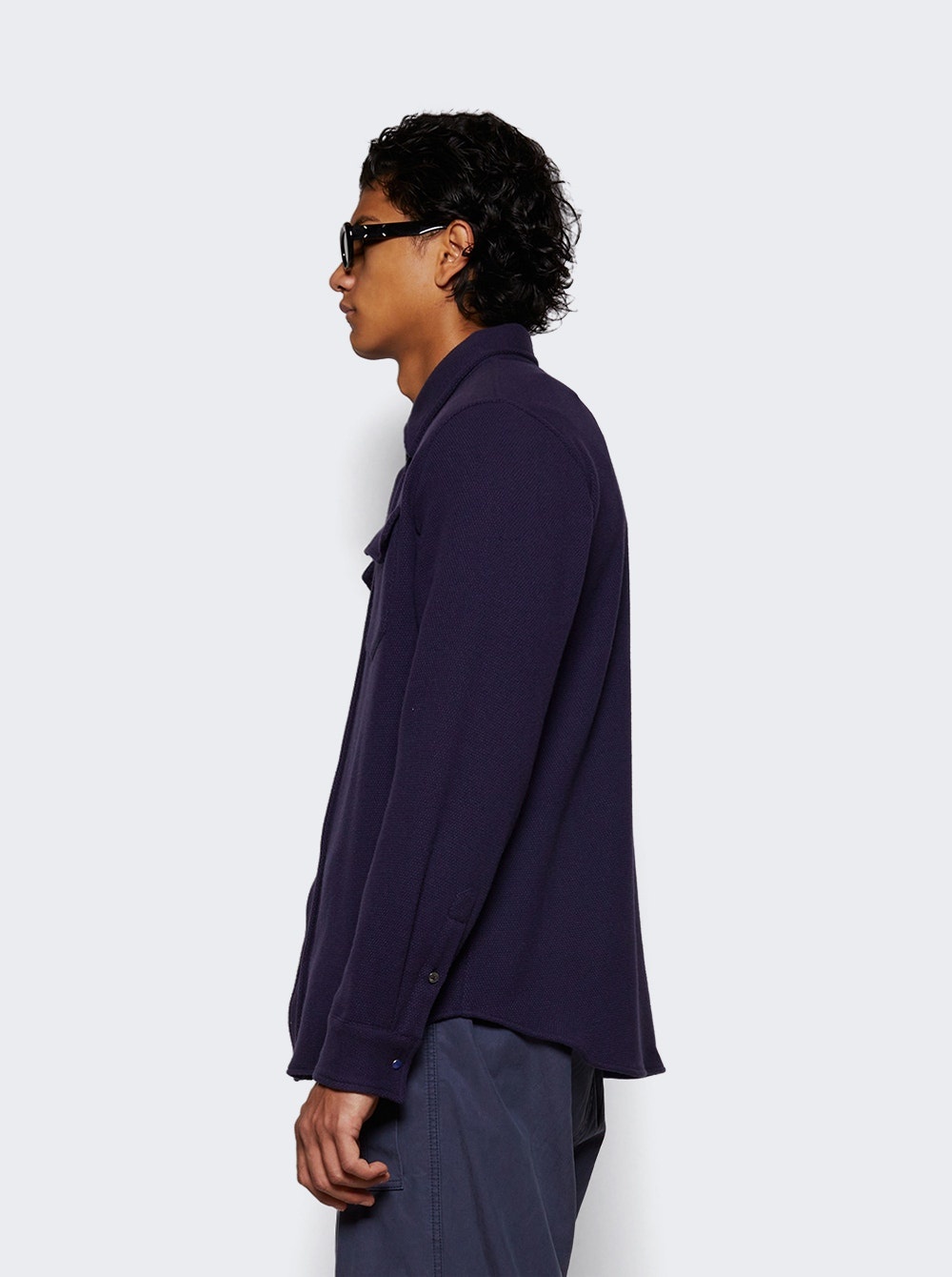 Midnight Sea Solid Cashmere Shirt Lapis Lazuli - 4