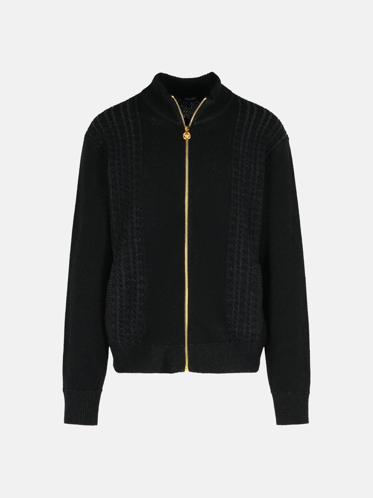 BLACK COTTON BLEND SWEATER - 1