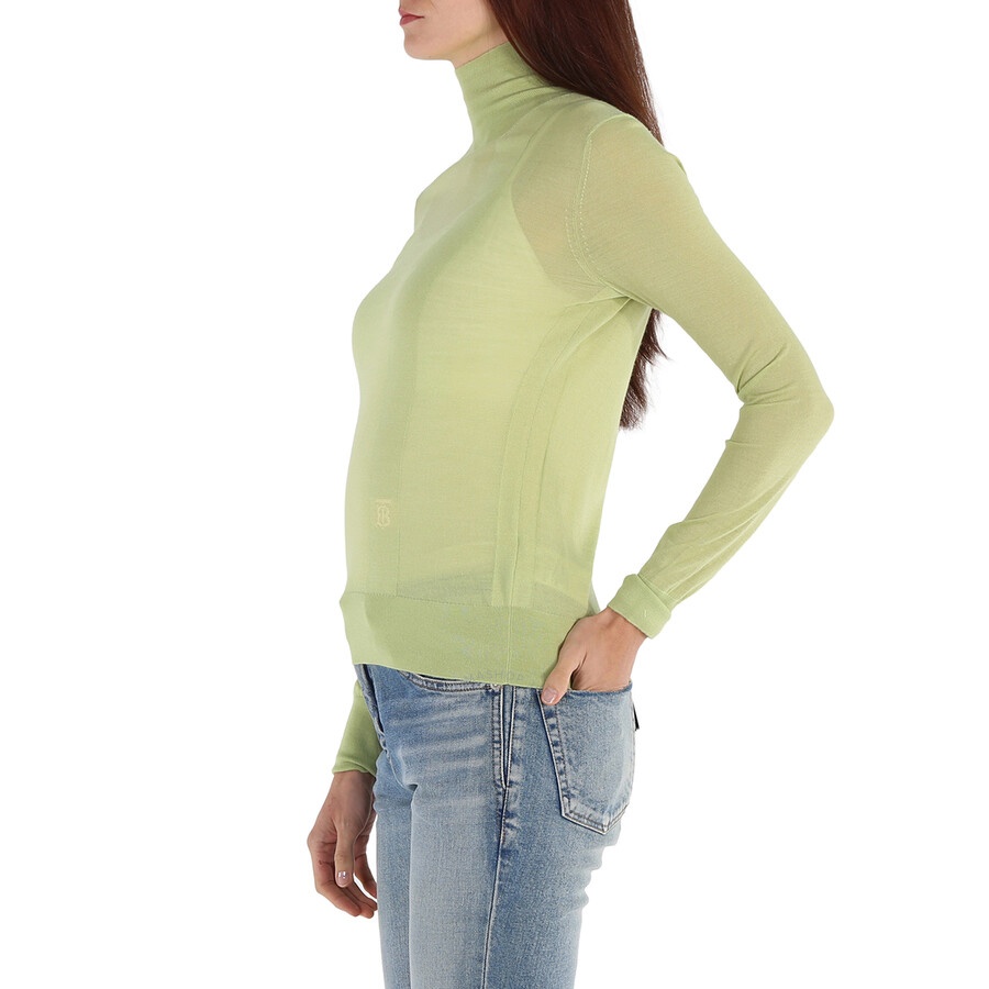 Burberry Ladies Mist Green Monogram-Embroidered Knitted Jumper - 5