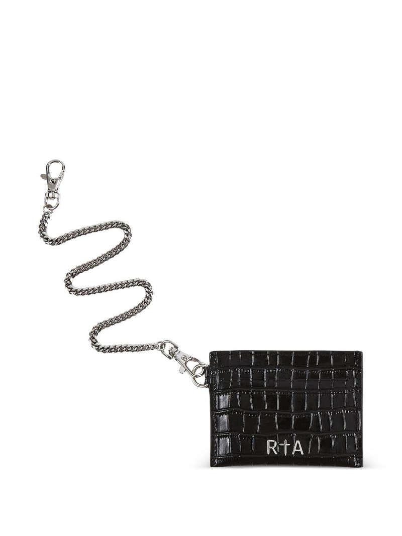 Dominic crocodile-effect leather wallet chain 1