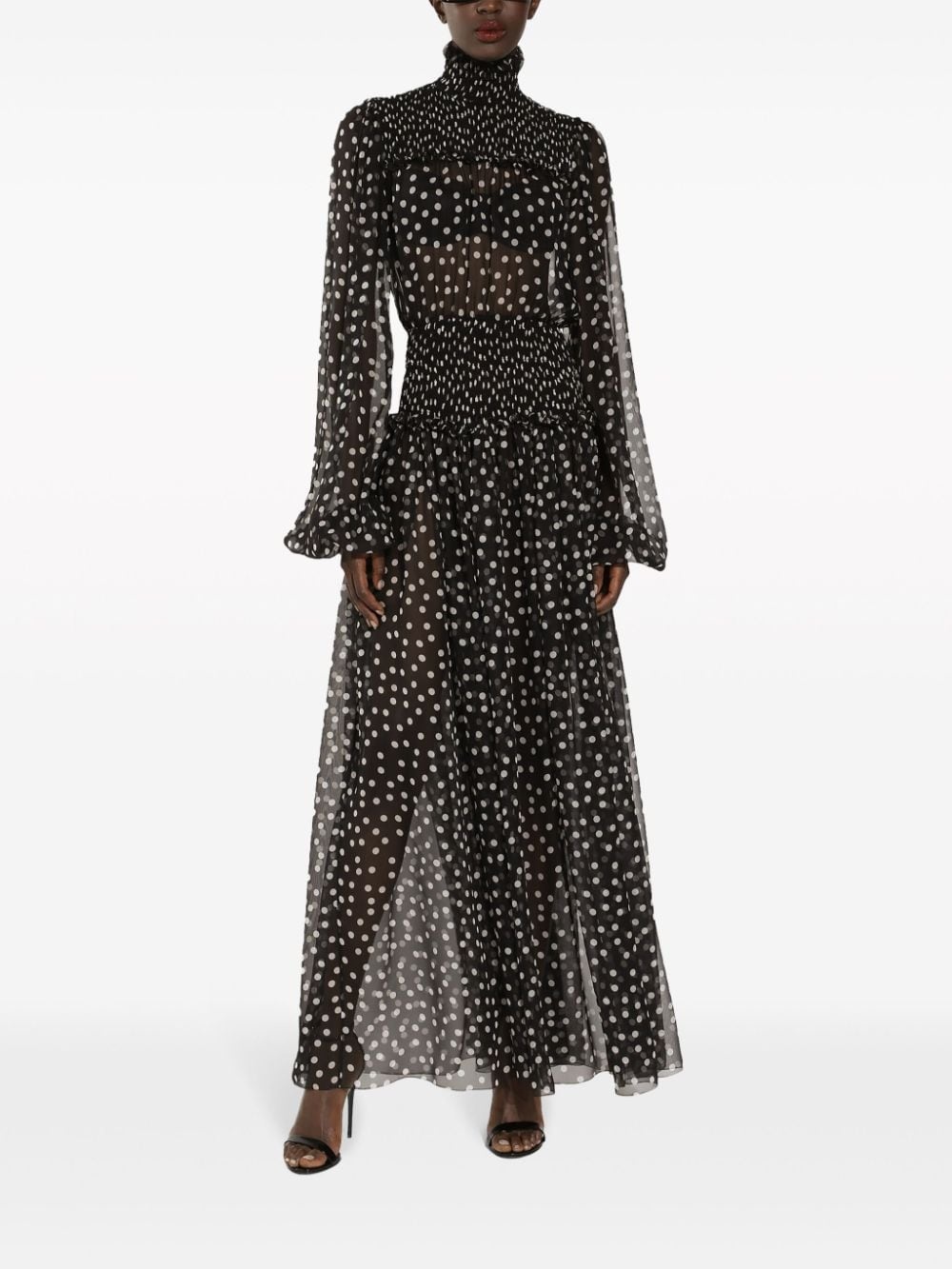 polka dot-print silk dress - 2