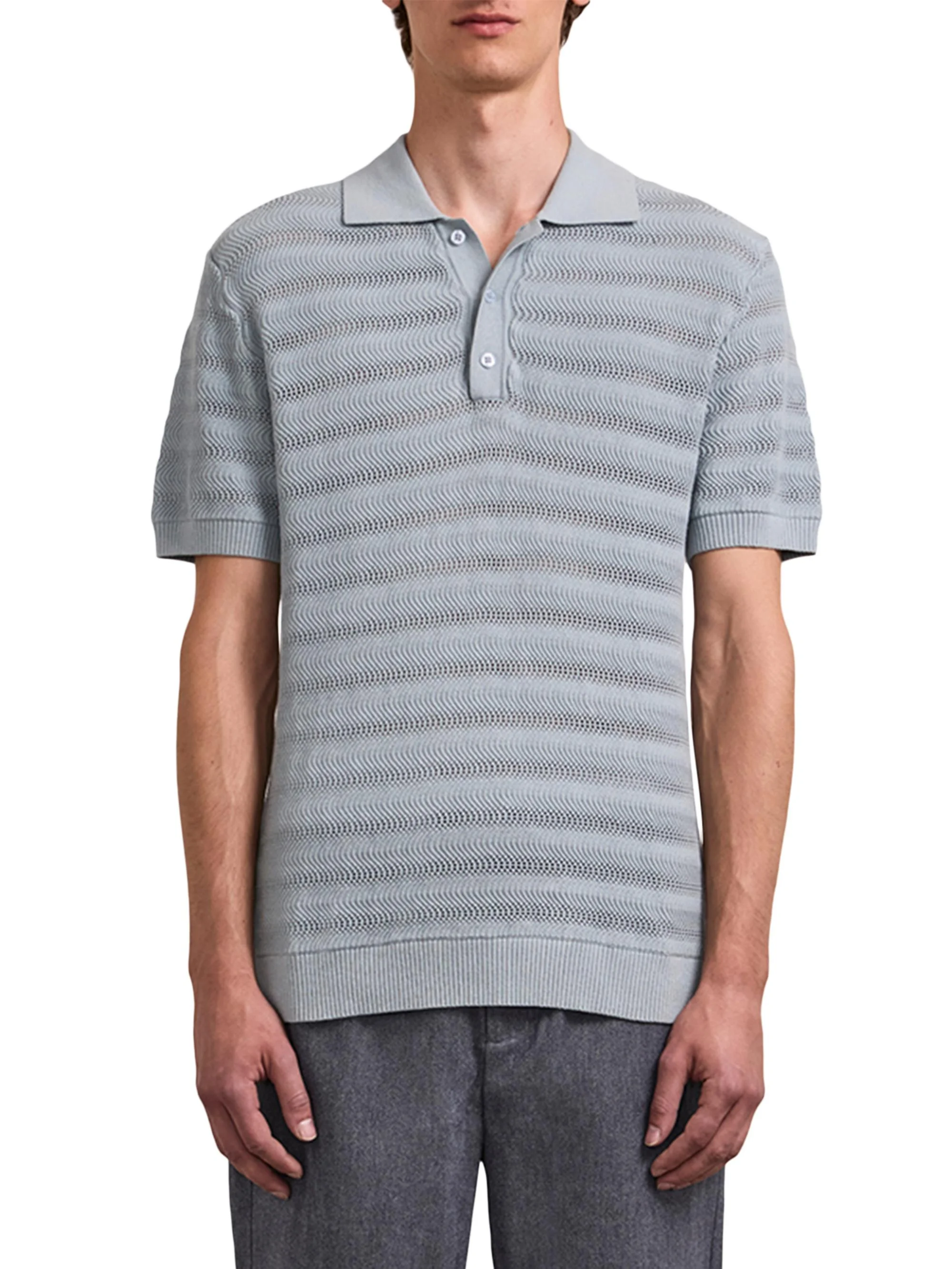 Men's Vidal Cotton Jacquard Polo Shirt - Coastal Blue - 1