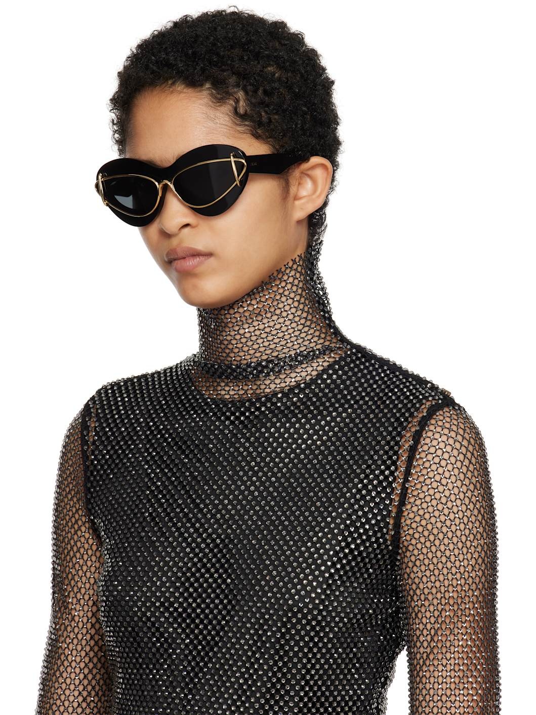 Black Cateye Double Frame Sunglasses - 4
