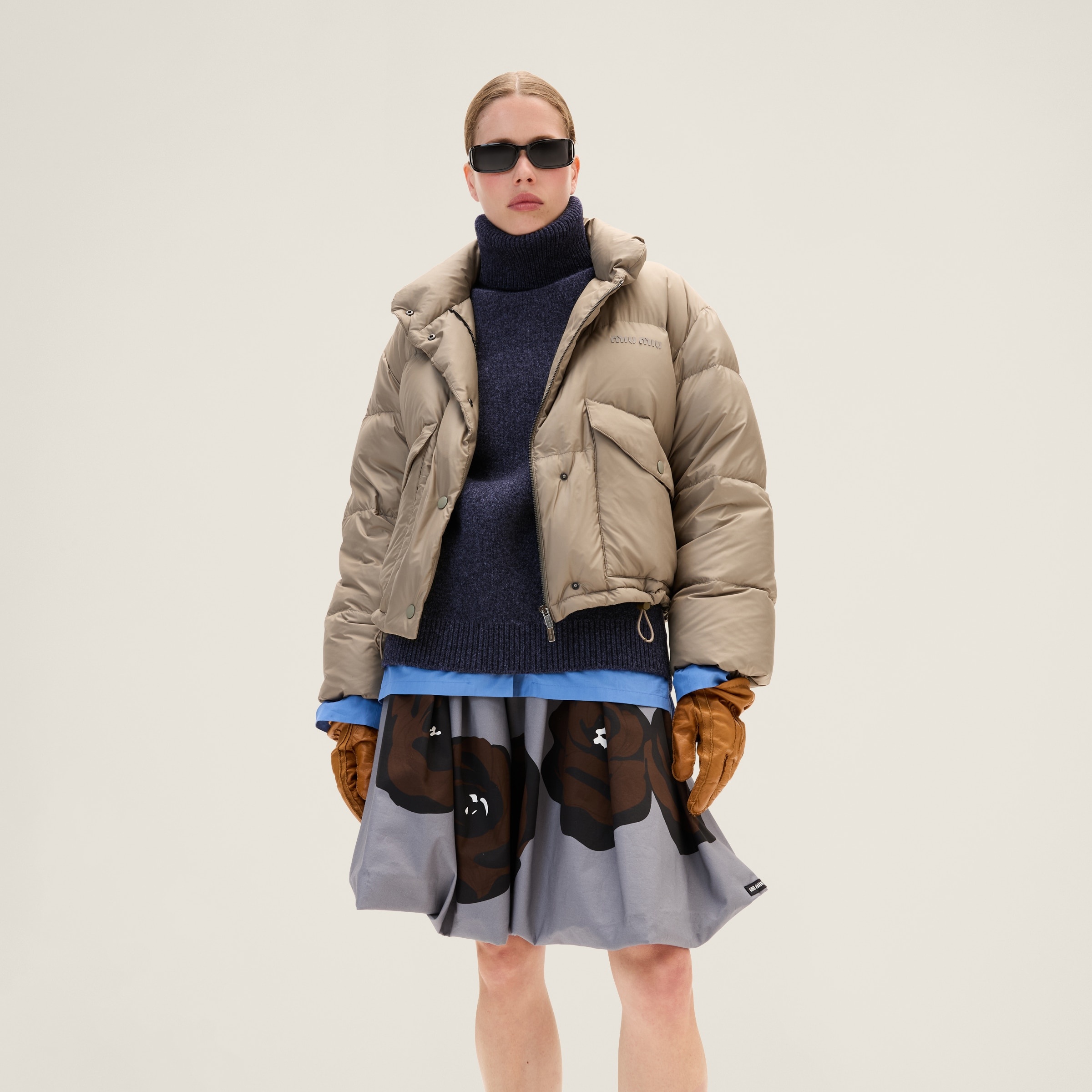 Technical pongé down jacket - 6