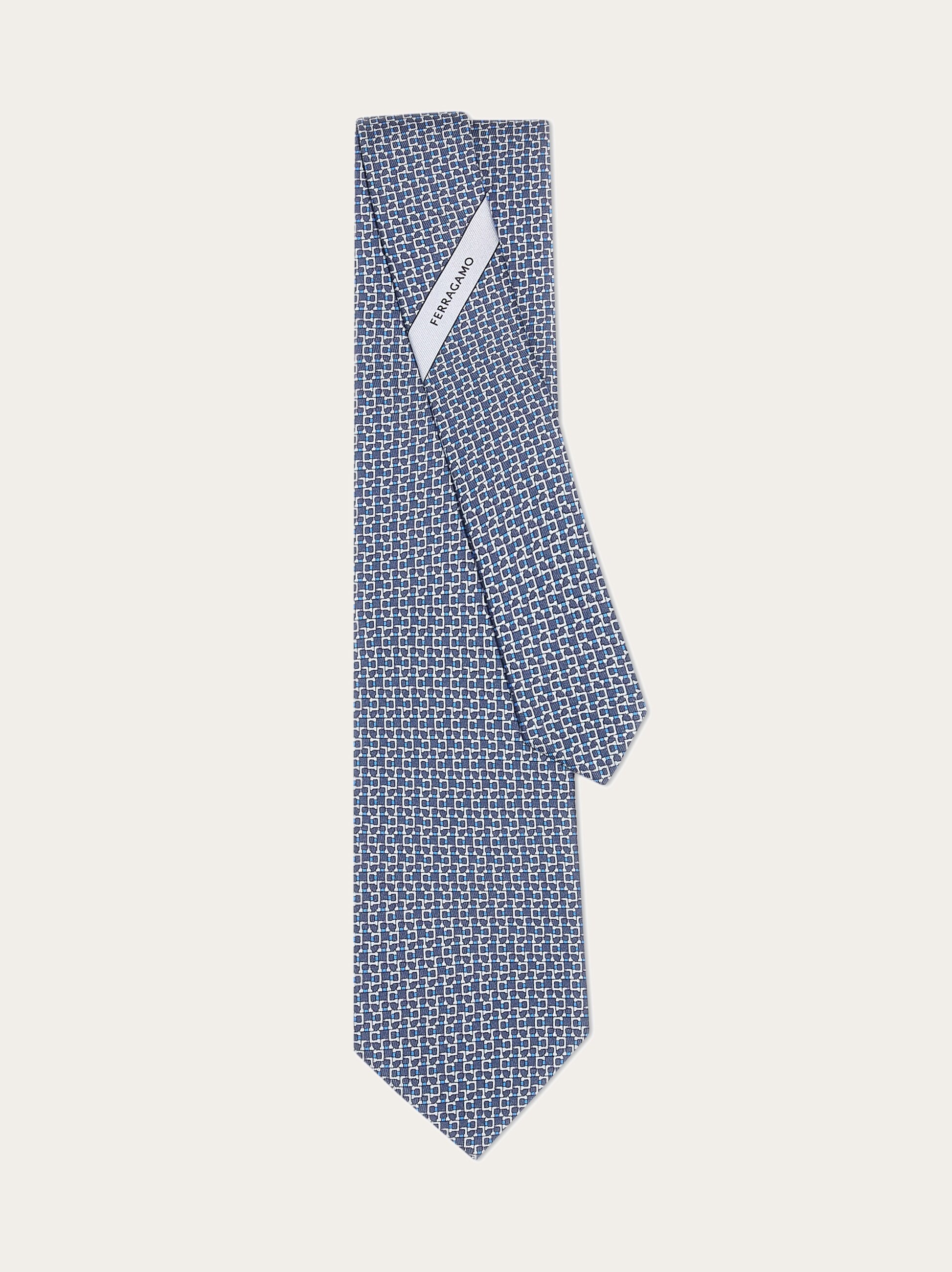 Gancini print silk tie - 3