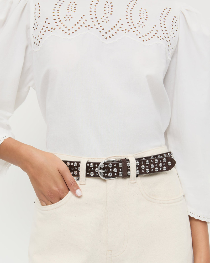 Kip Brown Suede Rhinestone Belt 3