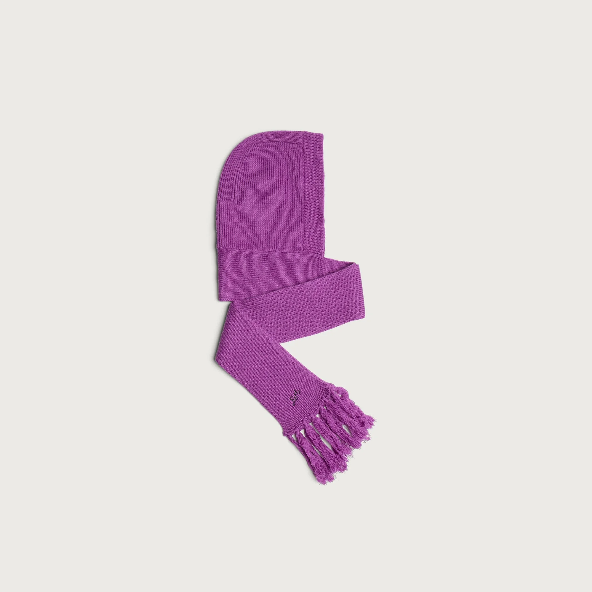 Damson Madder Tassel Hooded Scarf - 1