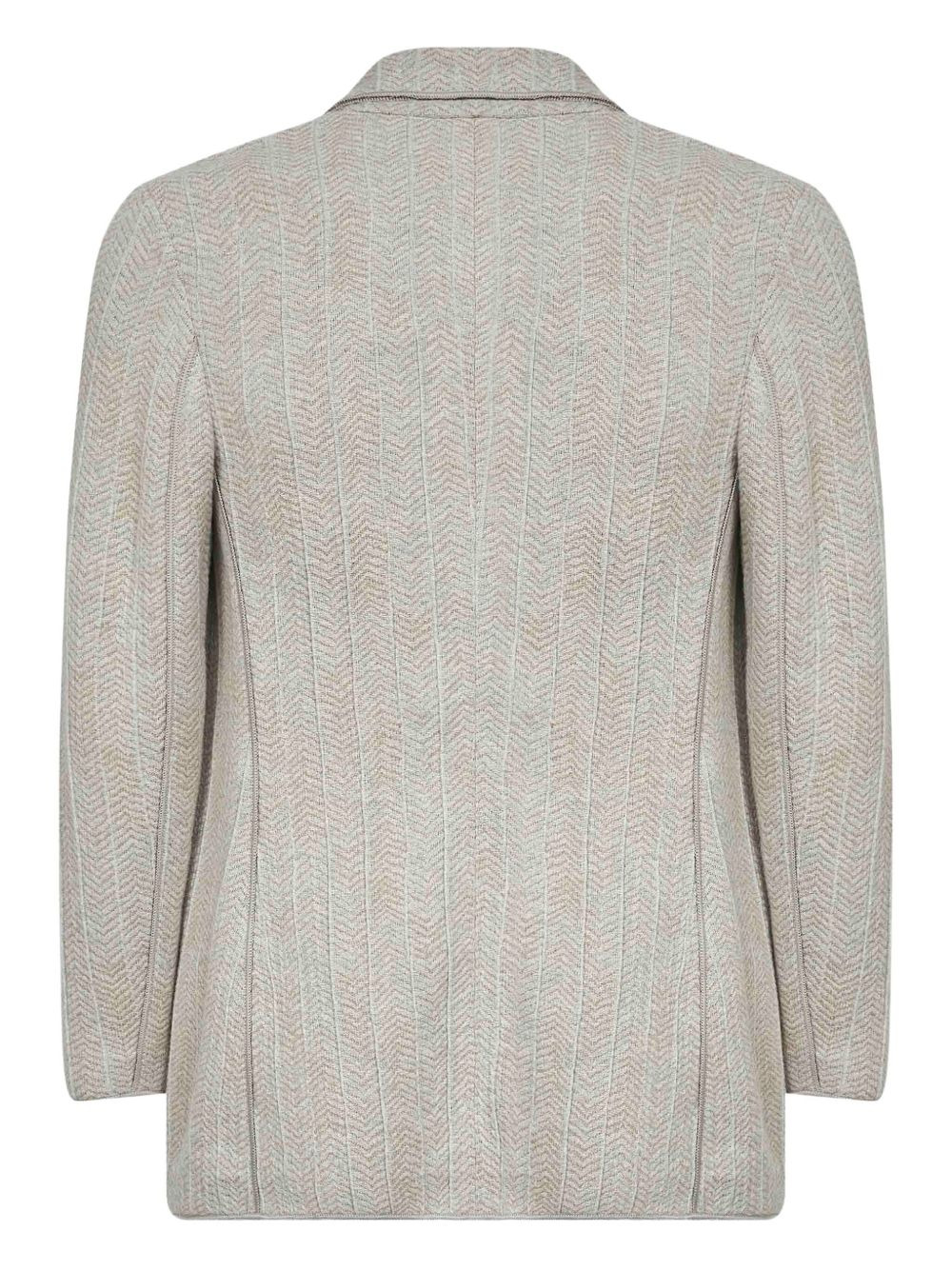 chevron-pattern double-breasted blazer - 2