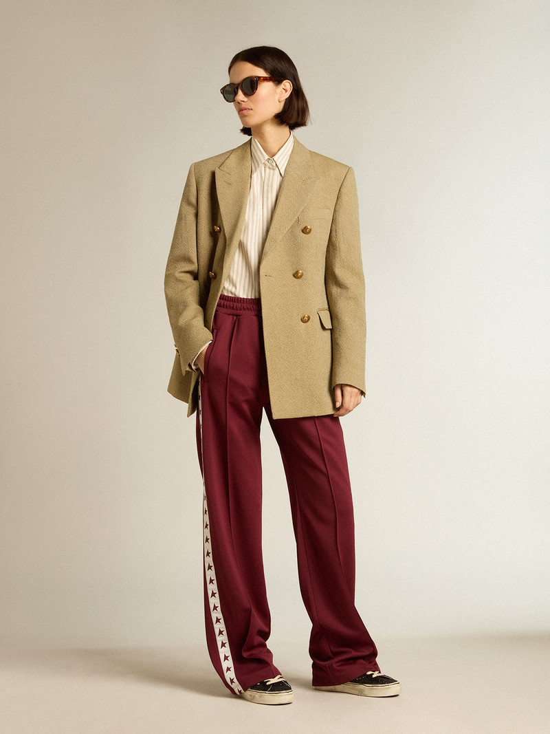 Women’s white cotton shirt with beige stripes 3