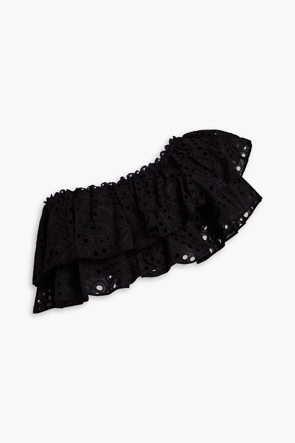 Flamingo one-shoulder cropped broderie anglaise cotton-blend top - 1