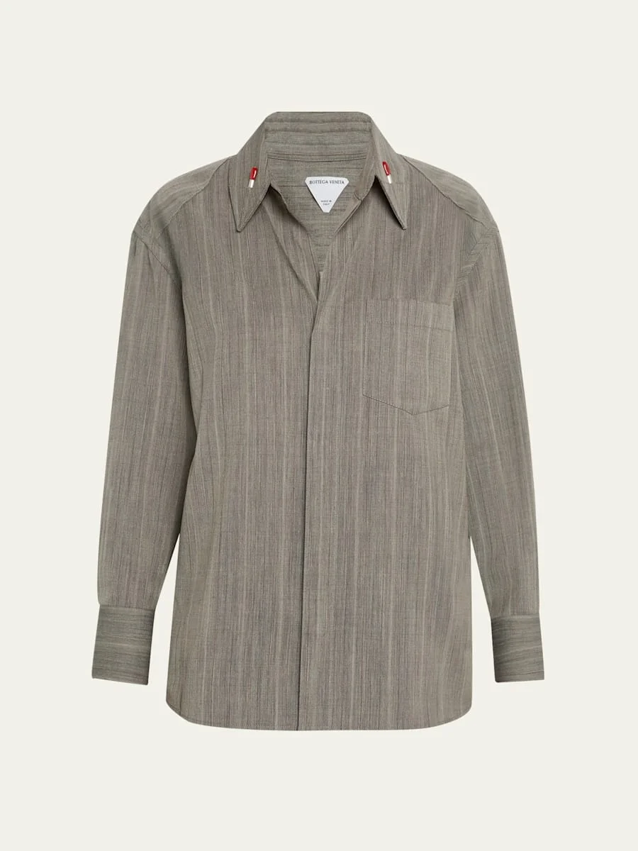 Subtle Stripe Wool Shirt with Enamelled Matchsticks - 1