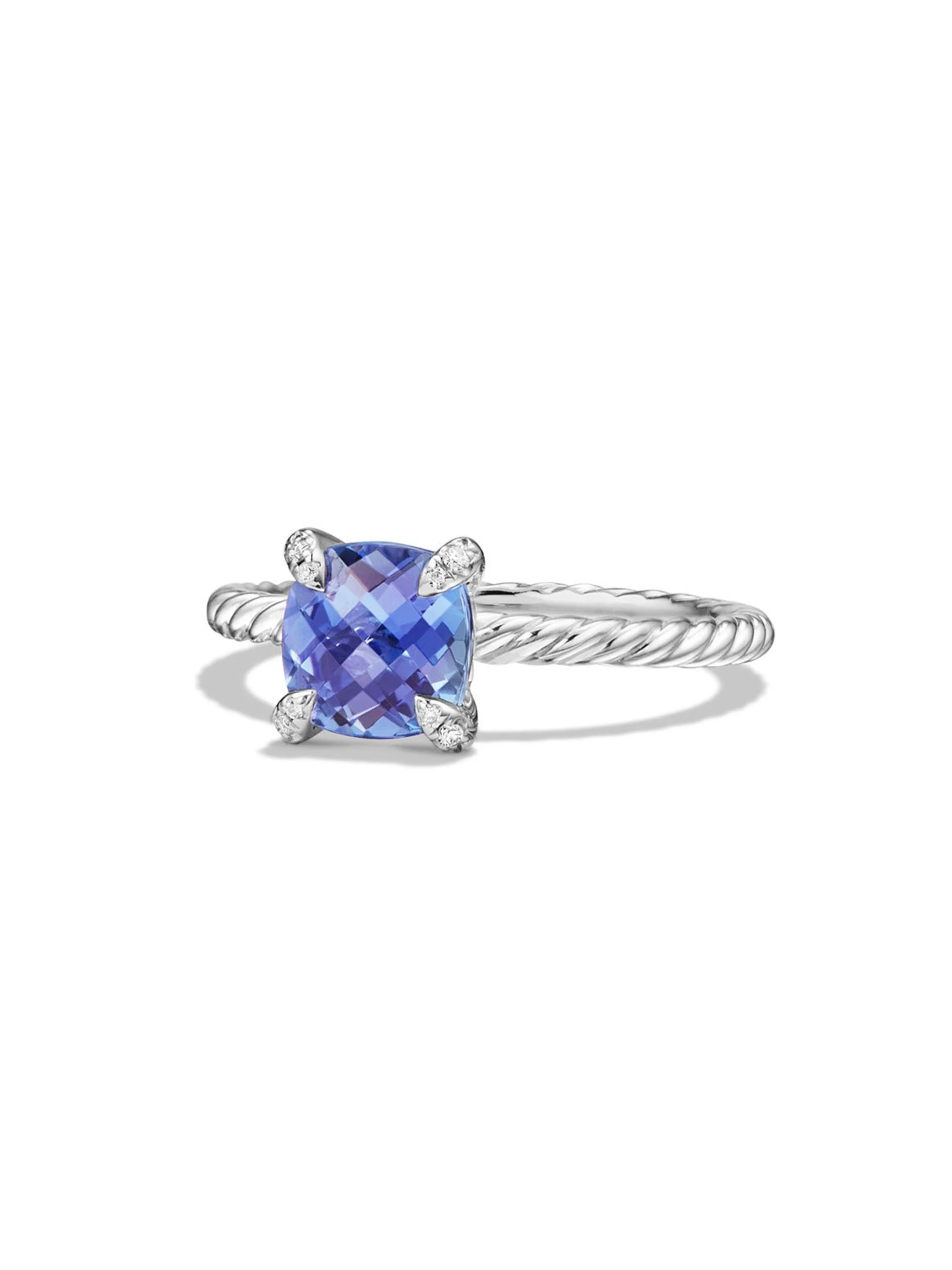 Women's Chatelaine Ring in 18K White Gold - Tanzanite - 1