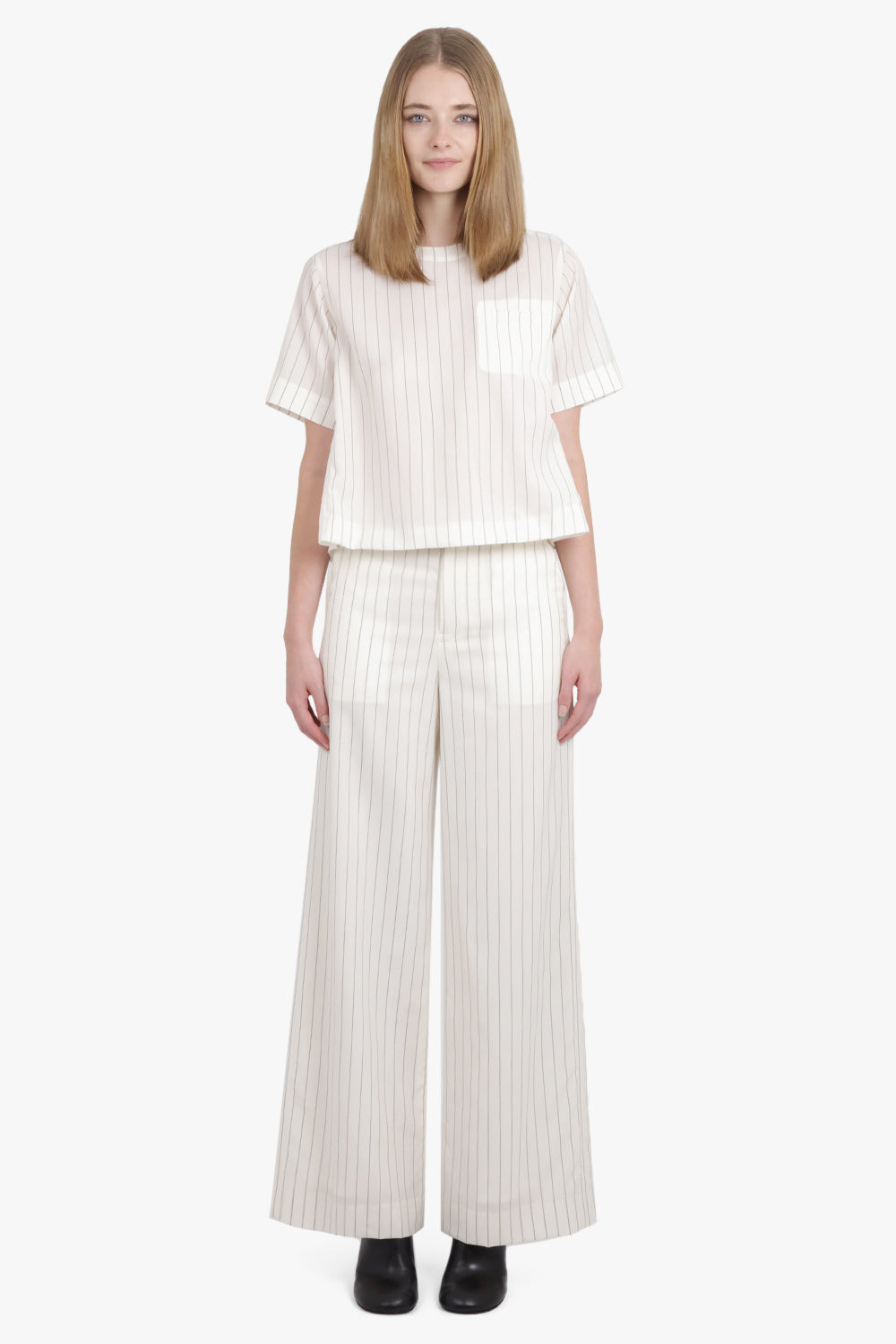 CONTRAST S/S PULLOVER STRIPE TOP | OFF WHITE/BLACK - 4