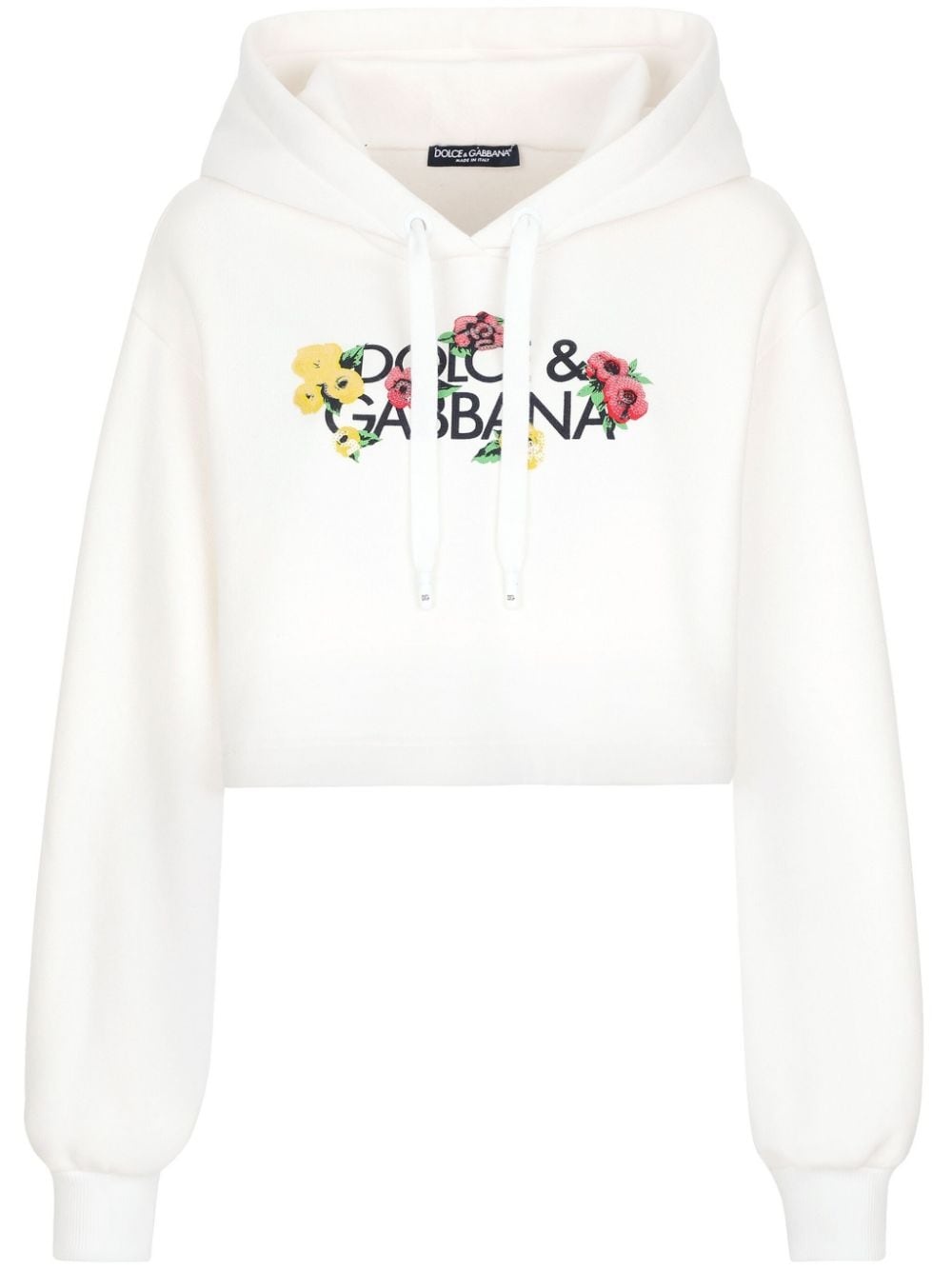 floral-logo cropped hoodie - 1