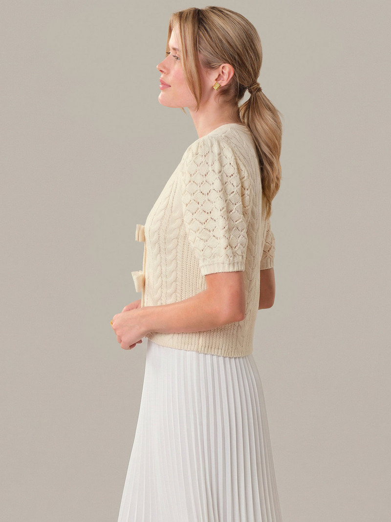 525 america Elaine: Cotton Puff Sleeve Tie Front Top outlook