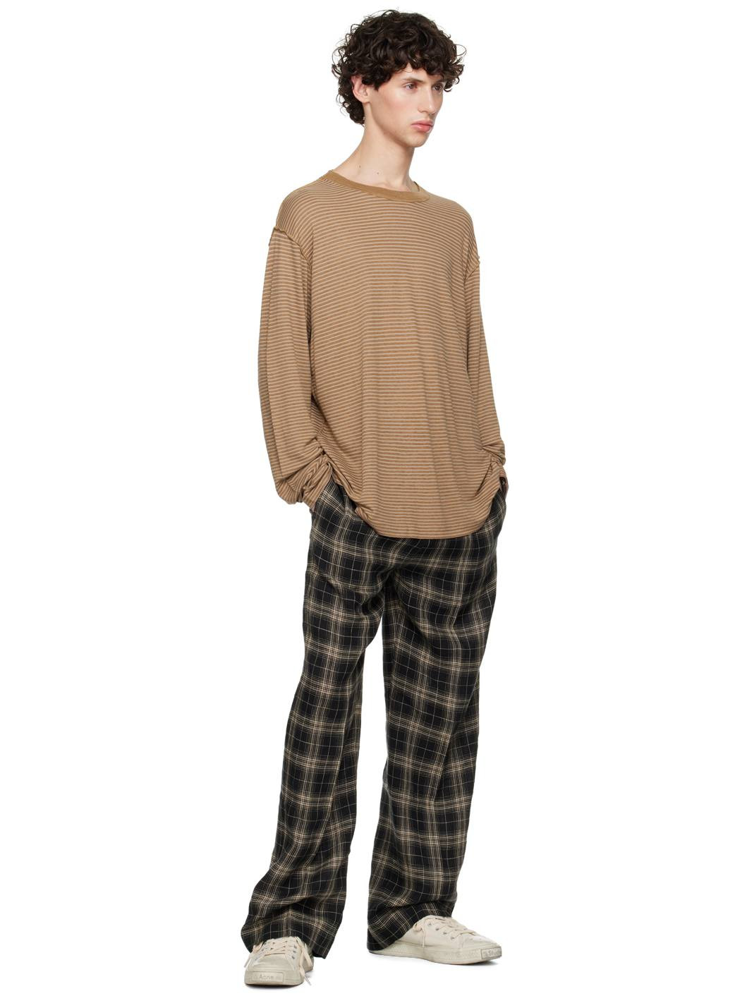 Brown Exposed Seam Long Sleeve T-Shirt - 4