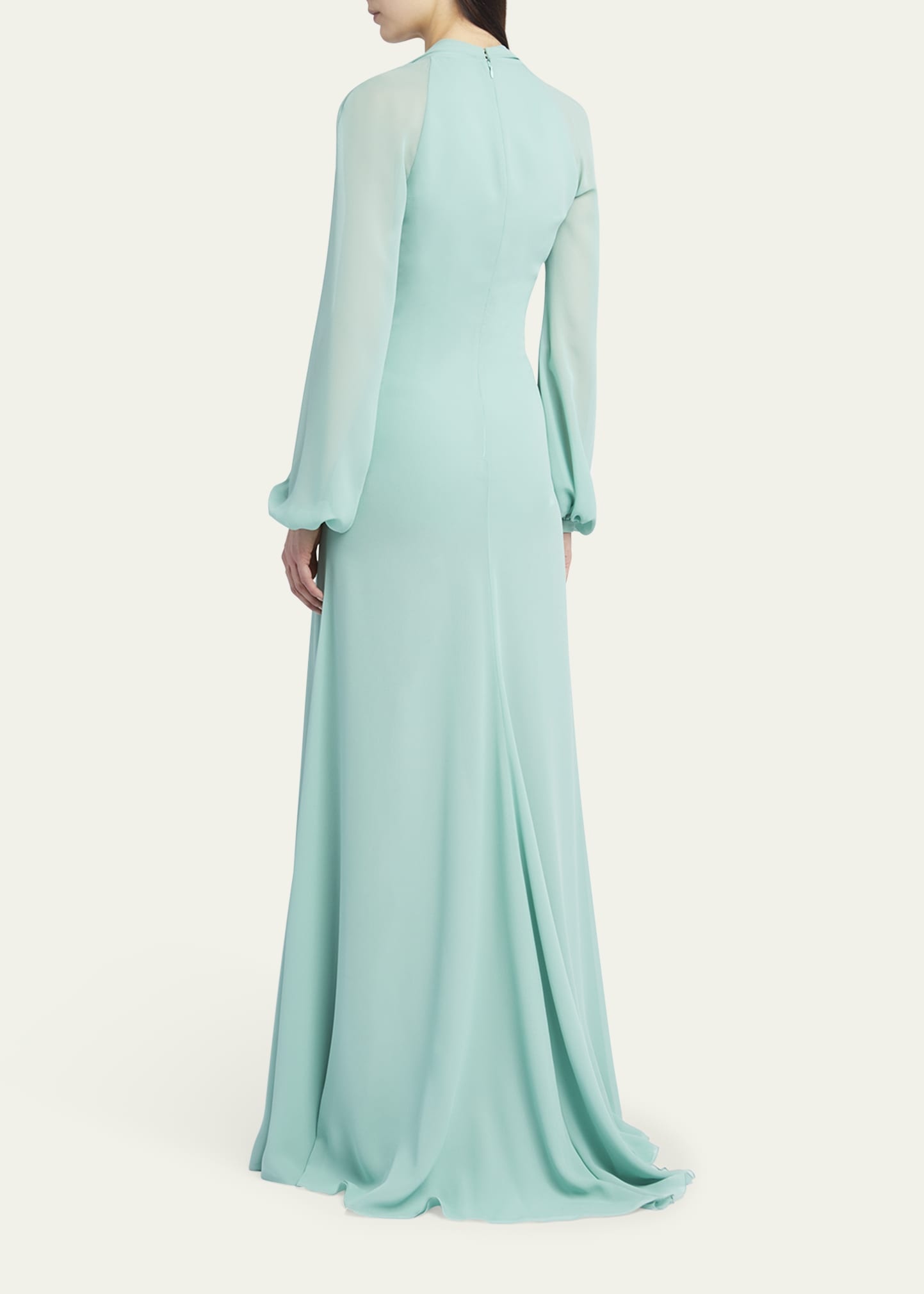 Deep V-Neck Silk Georgette Gown - 3